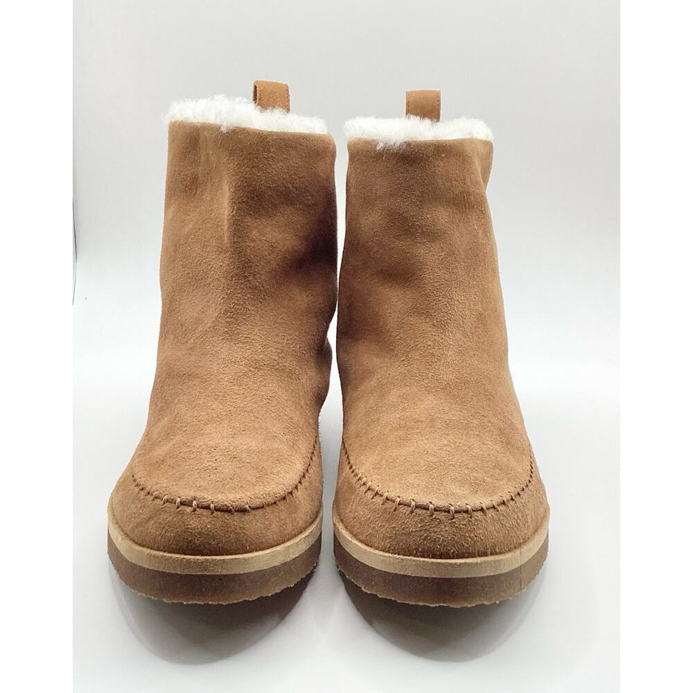 Jenni Kayne Saddle Brown Suede Ivory Shearling Moc Boot 39 9 NWOB - Picture 5 of 12